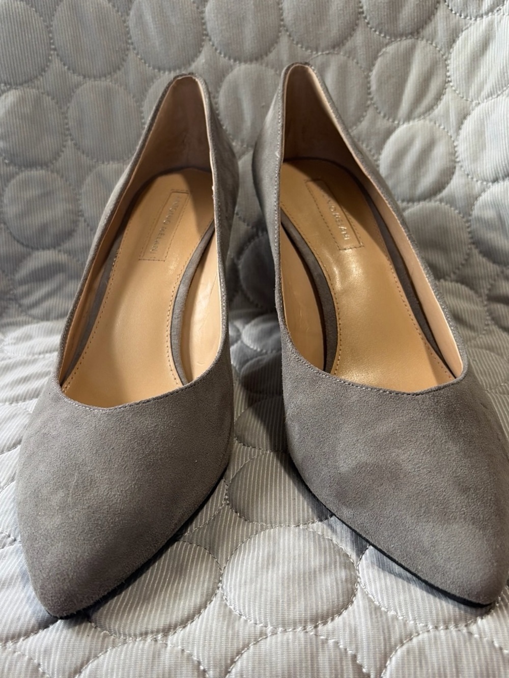 ANTONIO MELANI Taupe Suede Pointed-Toe Pumps